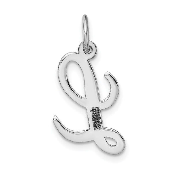 14k White Gold Medium Script Initial L Charm