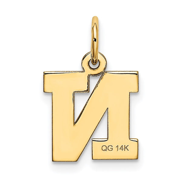14KT Yellow Gold Initial Pendant; Initial N. Chain not Included