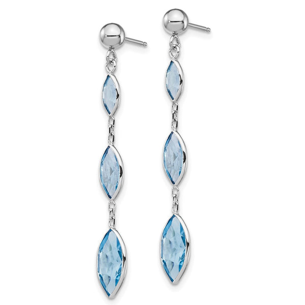 Marquise Swiss Blue Topaz Drop & Dangle Earrings in 14KT White Gold