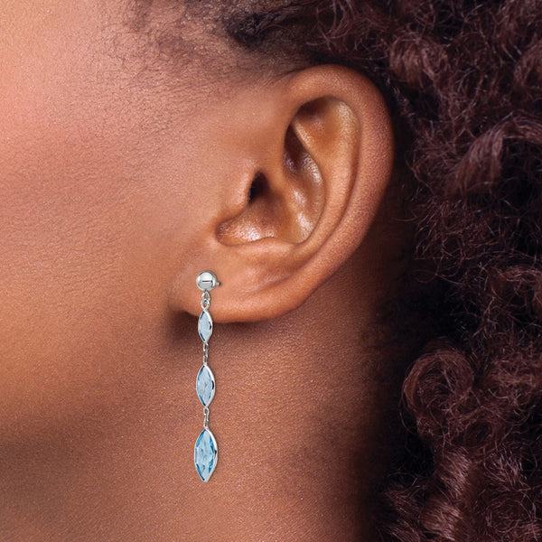 Marquise Swiss Blue Topaz Drop & Dangle Earrings in 14KT White Gold