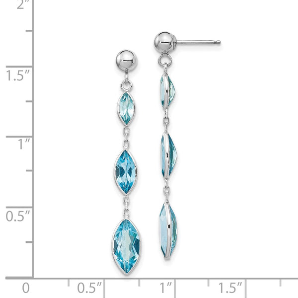 Marquise Swiss Blue Topaz Drop & Dangle Earrings in 14KT White Gold