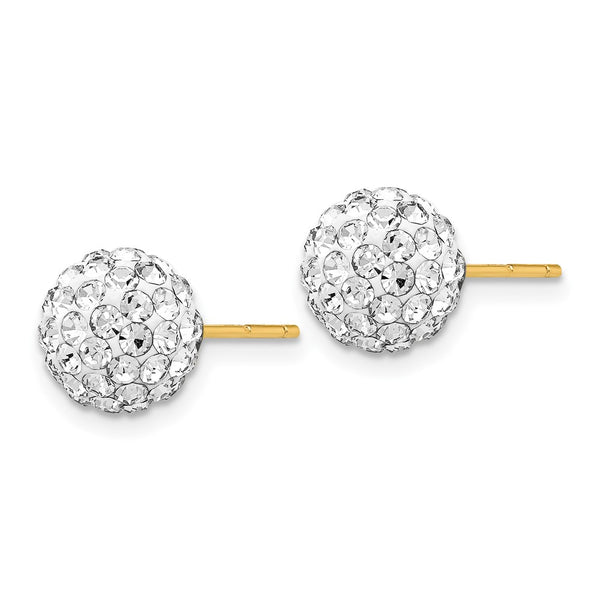 14KT Yellow Gold Crystal 8MM Ball Stud Earrings