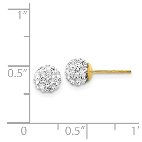 14KT Yellow Gold Crystal 6MM Ball Stud Earrings