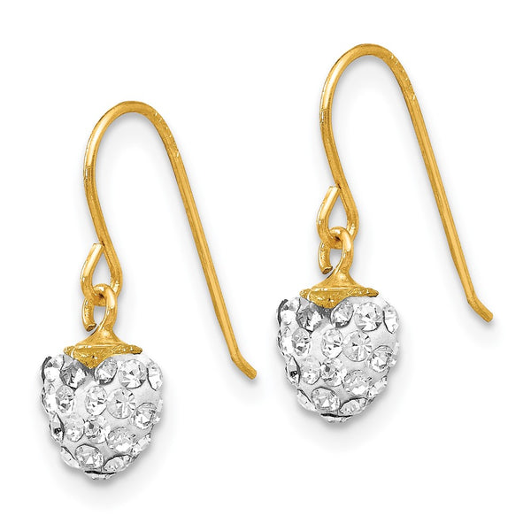 14KT Yellow Gold Crystal 15X7MM Drop & Dangle Heart Earrings