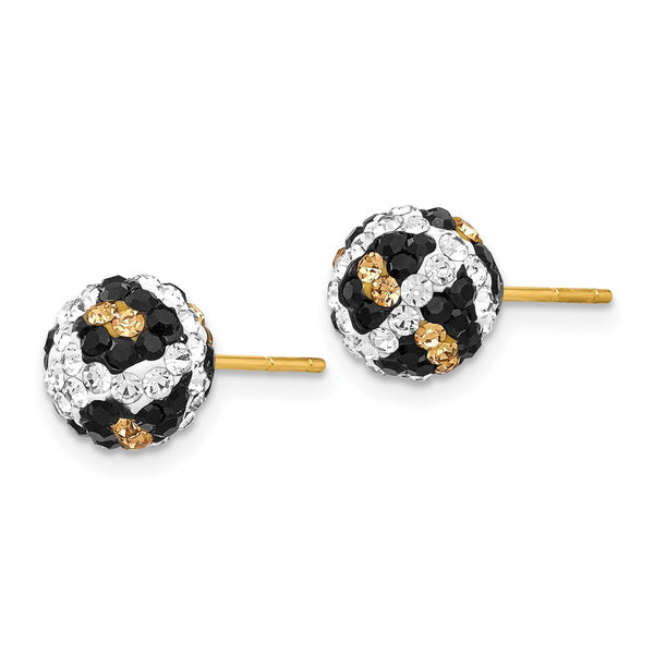 14KT Yellow Gold Crystal 8MM Ball Stud Earrings