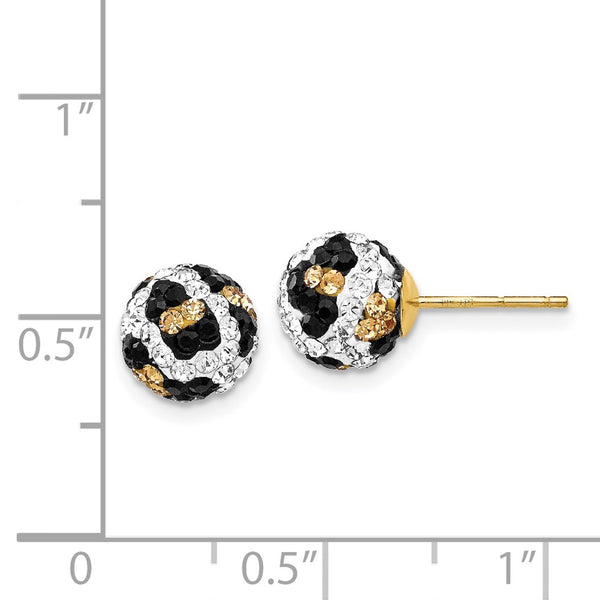 14KT Yellow Gold Crystal 8MM Ball Stud Earrings