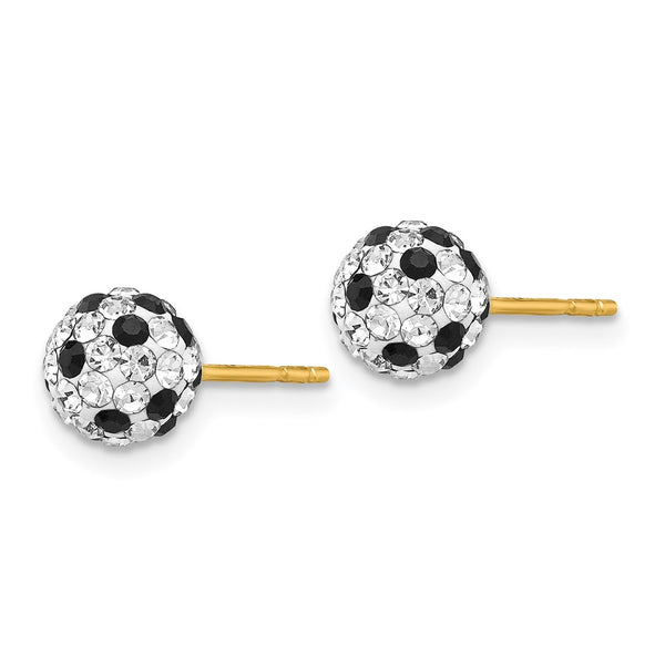 14KT Yellow Gold Crystal 6MM Ball Stud Earrings