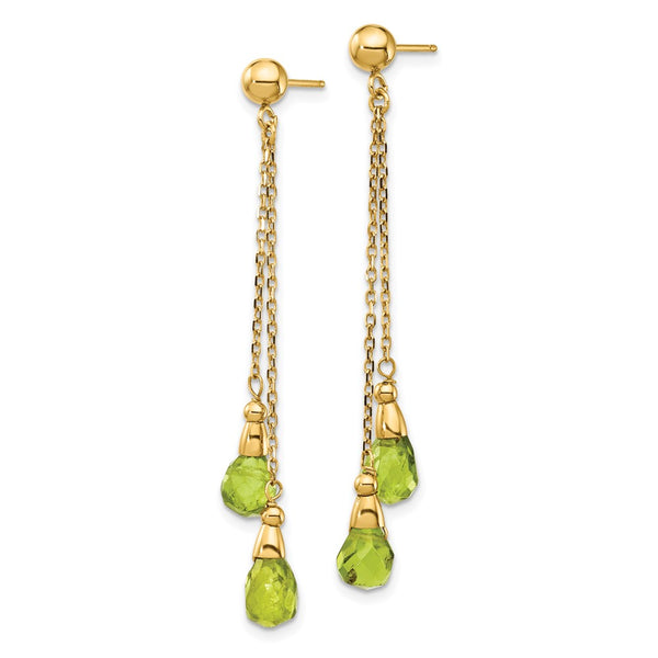 Peridot Drop & Dangle Earrings in 14KT Yellow Gold