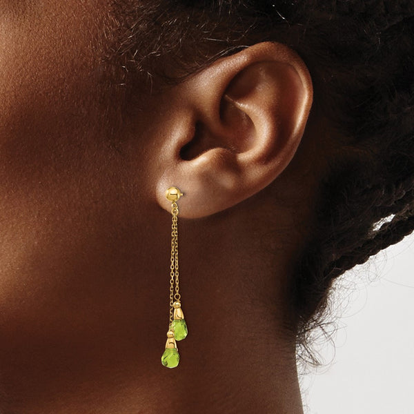 Peridot Drop & Dangle Earrings in 14KT Yellow Gold