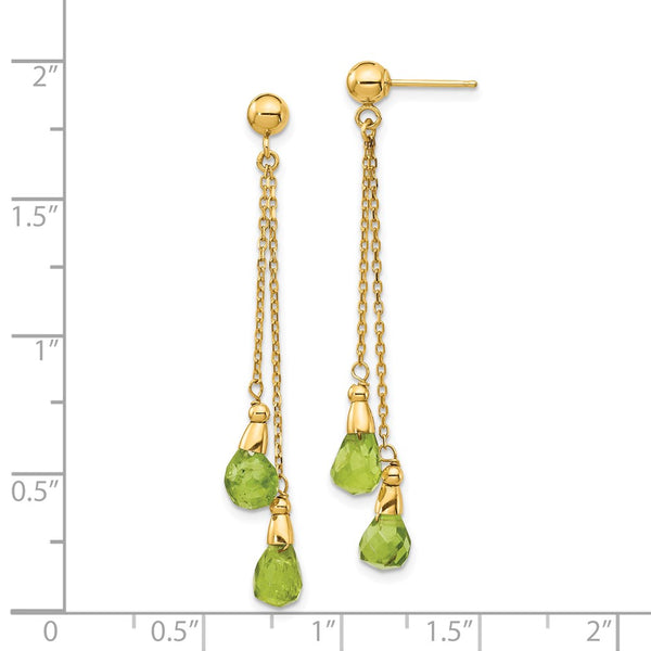 Peridot Drop & Dangle Earrings in 14KT Yellow Gold