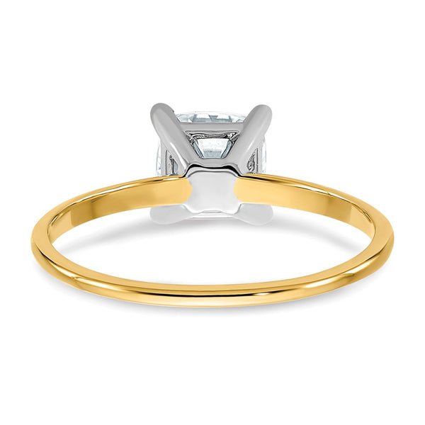 6MM Cushion Moissanite Solitaire Engagement Ring in 14KT Yellow Gold; Size 6