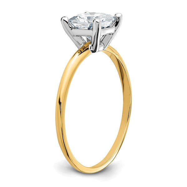 6MM Cushion Moissanite Solitaire Engagement Ring in 14KT Yellow Gold; Size 6