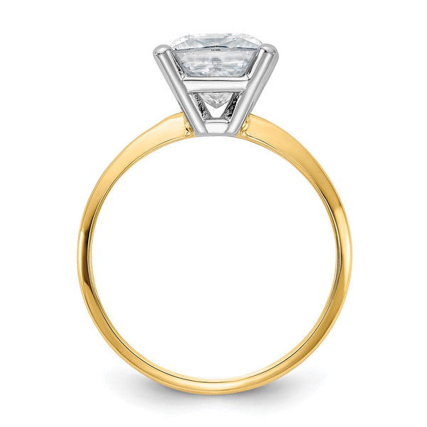 7MM Princess Cut Moissanite Solitaire Engagement Ring in 14KT Yellow Gold; Size 7