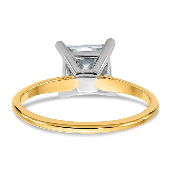 7MM Princess Cut Moissanite Solitaire Engagement Ring in 14KT Yellow Gold; Size 7