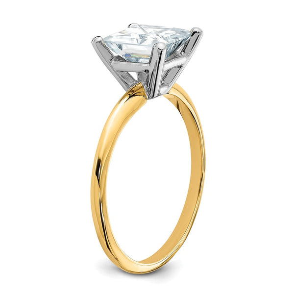 7MM Princess Cut Moissanite Solitaire Engagement Ring in 14KT Yellow Gold; Size 7