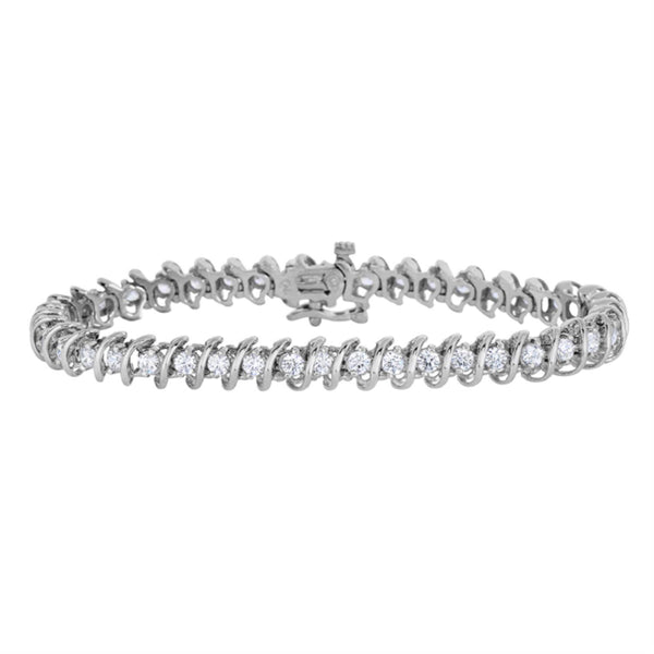 1 CTW Diamond Tennis 7" Bracelet in 10KT White Gold