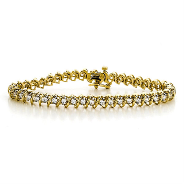 2 CTW Diamond Tennis 7" Bracelet in 10KT Yellow Gold