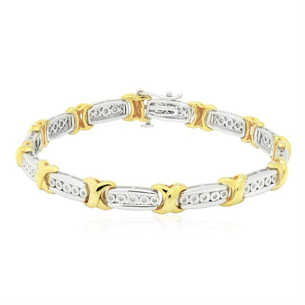 1/30 CTW Diamond Tennis 7" Bracelet in Gold Plated Sterling Silver