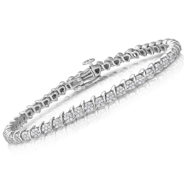 2 CTW Diamond Tennis 7" Bracelet in 10KT White Gold