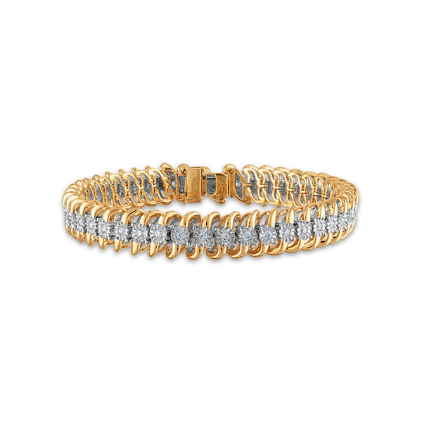 1 CTW Diamond Tennis 7.5" Bracelet in 10KT Yellow Gold Plated Sterling Silver