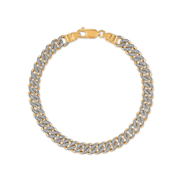 Luxe Layers 1/4 CTW Diamond Cuban Link 8.5" Bracelet in Yellow Gold Plated Sterling Silver