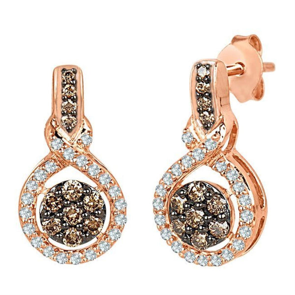 Mochaccino 1/2 CTW Diamond Drop & Dangle Earrings in 10KT Rose Gold