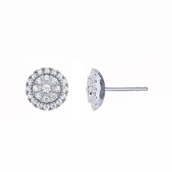 1 CTW Diamond Halo Stud Earrings in 10KT White Gold