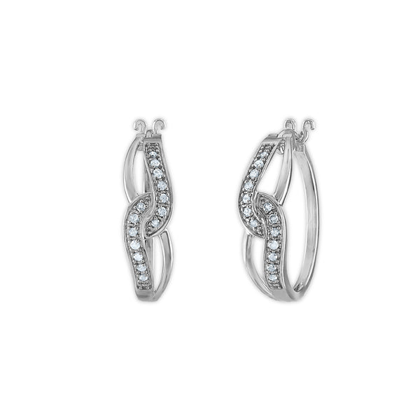 1/4 CTW Diamond Fashion Hoop Earrings in Rhodium Plated Sterling Silver