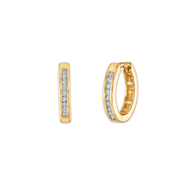 1/10 CTW Diamond Huggie Earrings in 10KT Yellow Gold