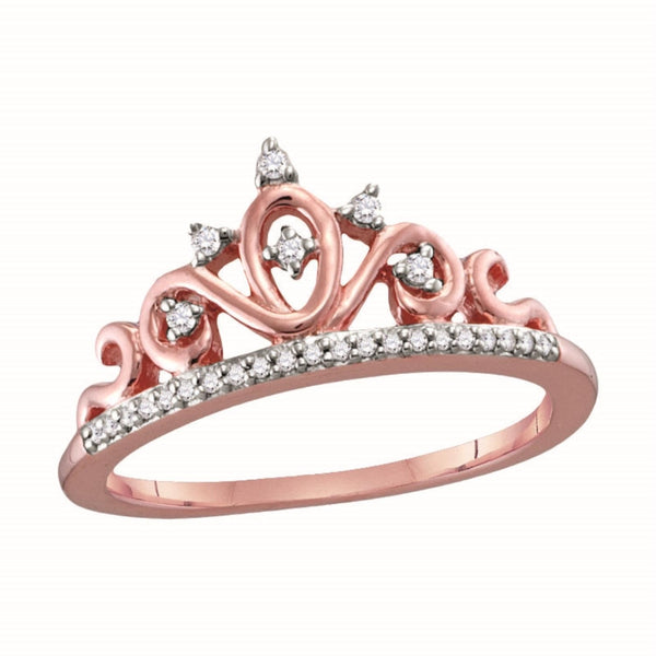 1/10 CTW Diamond Tiara Crown Ring in 10KT Rose Gold