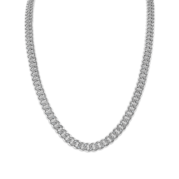 Luxe Layers 1/2 CTW Diamond Cuban Link 24" Chain in Rhodium Plated Sterling Silver