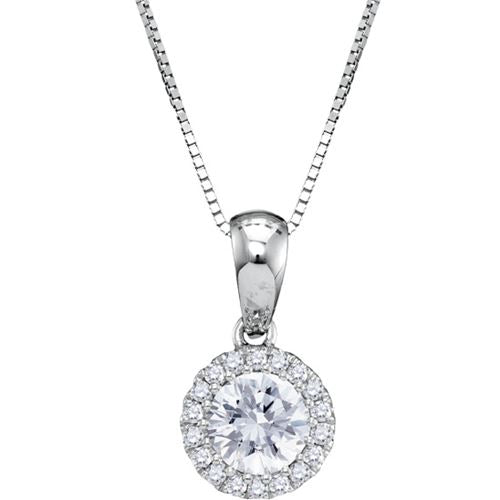 1/2 CTW Diamond Halo 18" Pendant in 14KT White Gold