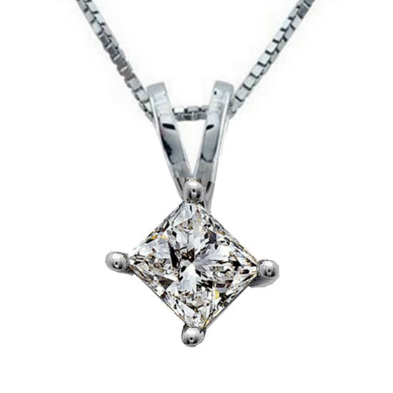 1/2 CTW Diamond Solitaire 18" Pendant in 14KT White Gold