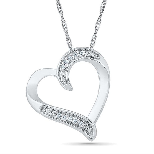 1/50 CTW Diamond Heart 18" Pendant in 10KT White Gold