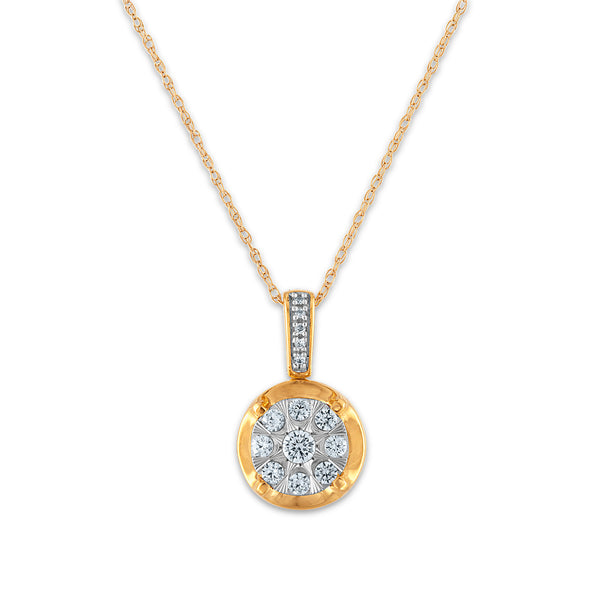 1/4 CTW Diamond Cluster 18" Pendant in 10KT White and Yellow Gold