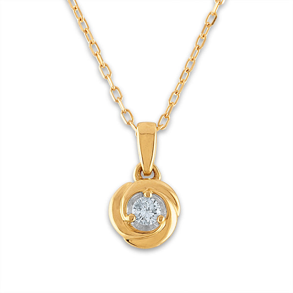 1/10 CTW Diamond Solitaire Love Knot 18" Pendant in 10KT Yellow Gold