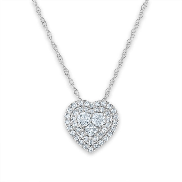 1/3 CTW Diamond Heart 18" Pendant in 10KT White Gold