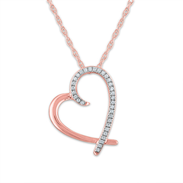 1/10 CTW Diamond Heart 18" Pendant in 10KT Rose Gold