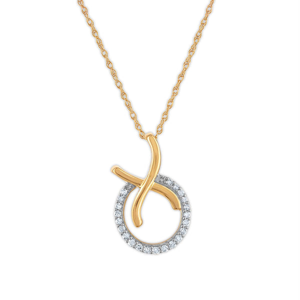 1/10 CTW Diamond XOXO Hugs & Kisses 18" Pendant in 10KT Yellow Gold