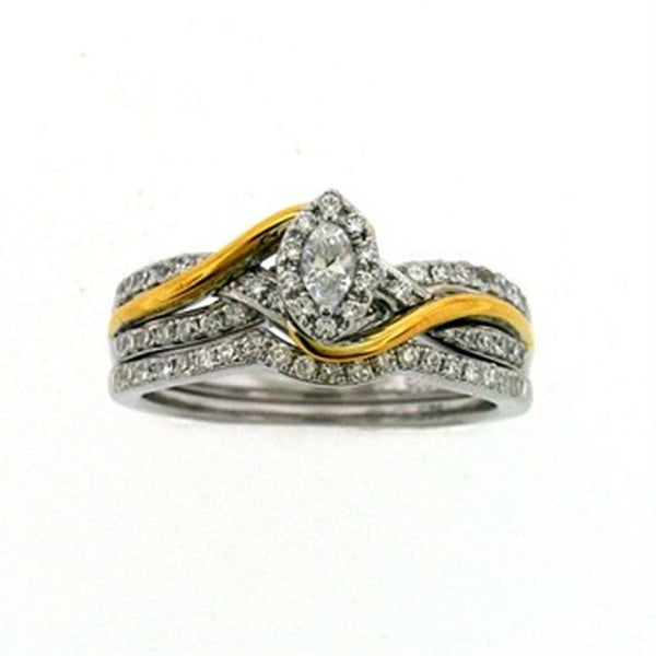 1/2 CTW Diamond Bridal Set Ring in 10KT White and Yellow Gold