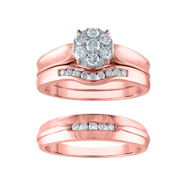 5/8 CTW Diamond Wedding Trio Set in 10KT Rose Gold