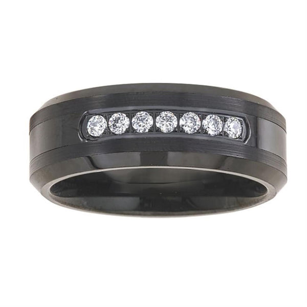 1/5 CTW Diamond Wedding Ring in Black Tungsten