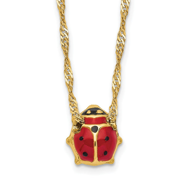 14KT Yellow Gold 16" Ladybug Pendant