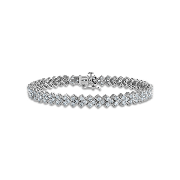 Signature EcoLove 4 CTW Lab Grown Diamond Tennis "V" Shape 7.25" Bracelet in 14KT White Gold