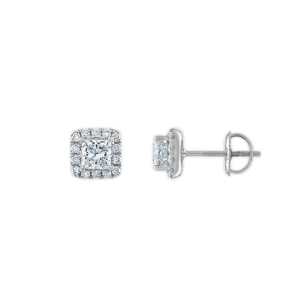 Signature EcoLove 1 1/5 CTW Lab Grown Diamond Halo Stud Earrings in 14KT White Gold