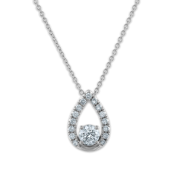 Signature EcoLove 1/2 CTW Lab Grown Diamond Fashion Teardrop 18" Pendant in 14KT White Gold