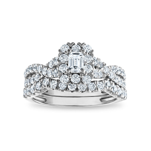 LoveSong 88 EcoLove 1 1/4 CTW Lab Grown Diamond Halo Bridal Set Ring in 14KT White Gold