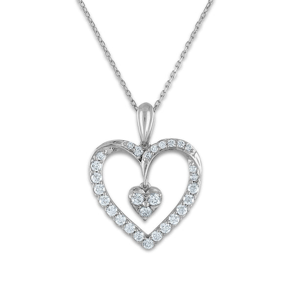 LoveSong EcoLove 3/4 CTW Lab Grown Diamond Heart 18" Pendant in 10KT White Gold