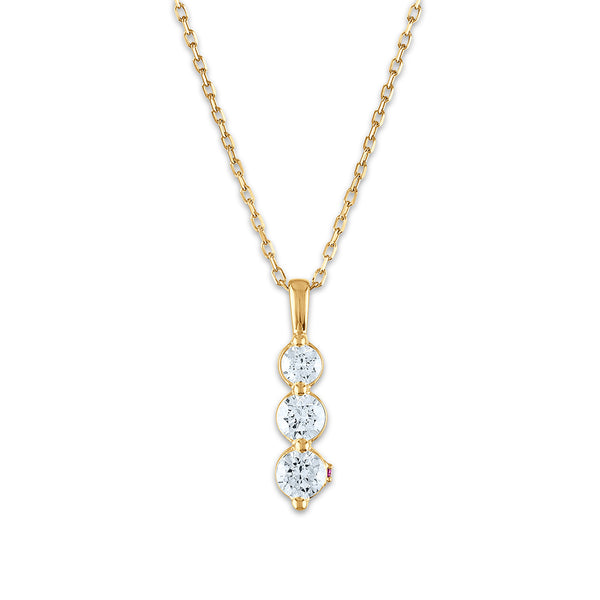 LoveSong EcoLove 3/4 CTW Lab Grown Diamond Three Stone 18" Pendant in 10KT Yellow Gold