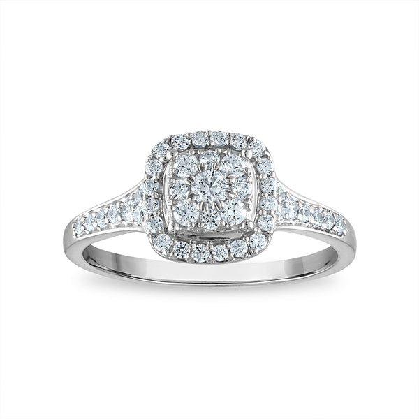 LoveSong EcoLove 1/2 CTW Lab Grown Diamond Halo Engagement Ring in 10KT White Gold